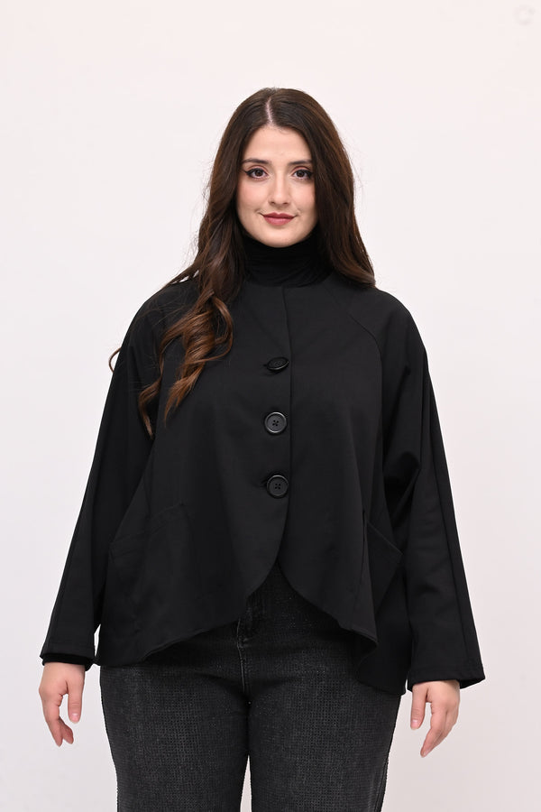 Giacca senza collo over - Nero