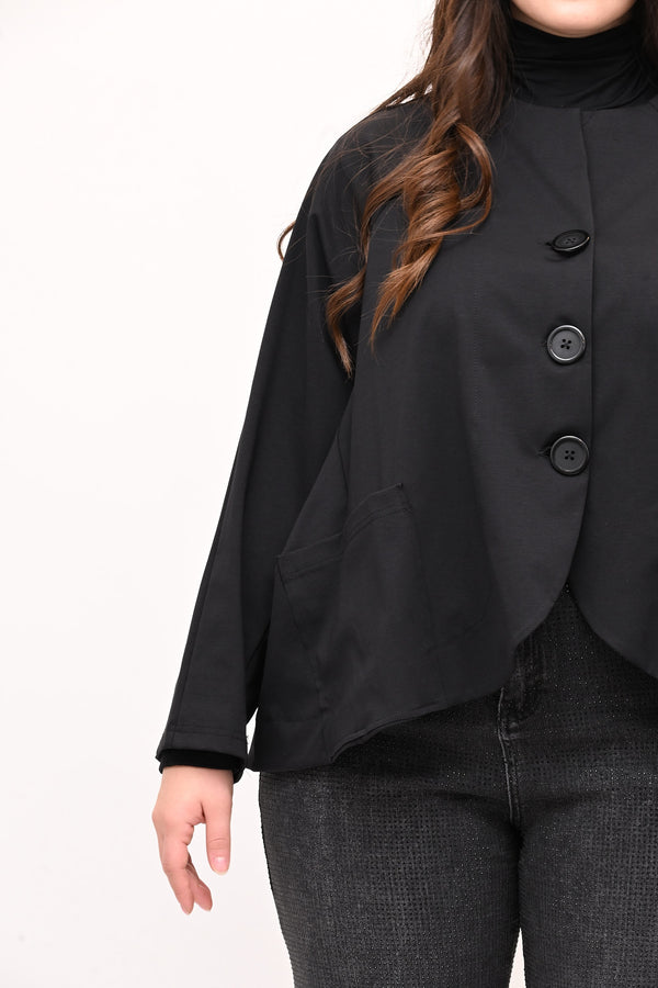 Giacca senza collo over - Nero