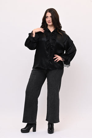 Camicia spalmata rouches - Nero