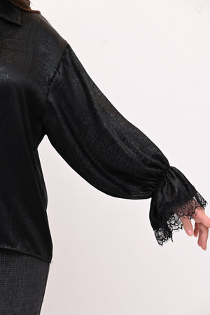 Camicia spalmata rouches - Nero