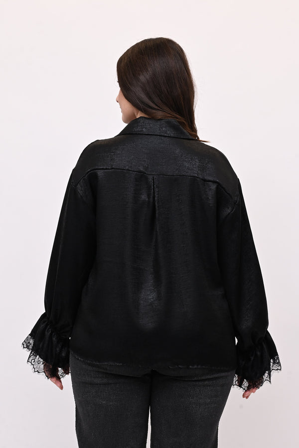 Camicia spalmata rouches - Nero