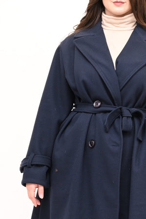 Cappotto doppio petto cinta - Blu