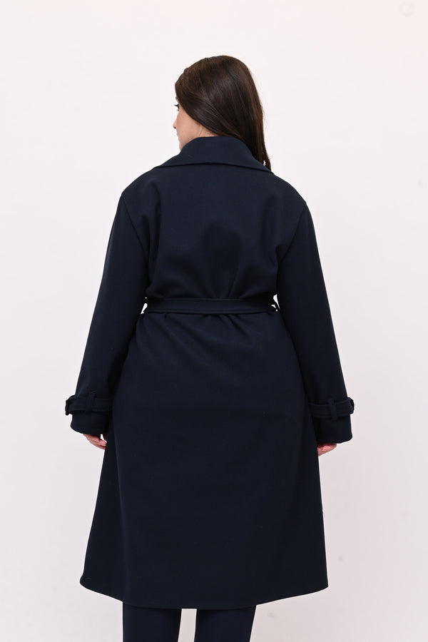 Cappotto doppio petto cinta - Blu