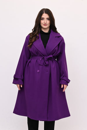 Cappotto doppio petto cinta - Viola