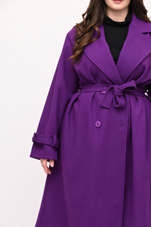 Cappotto doppio petto cinta - Viola