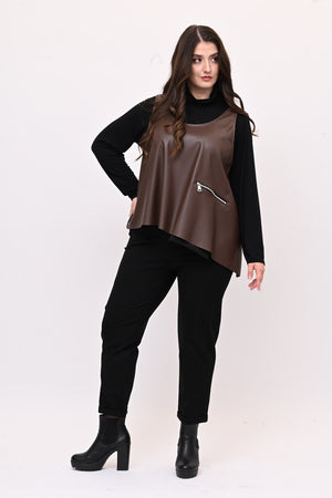 Gilet ecopelle punta - Moro