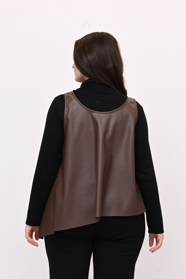 Gilet ecopelle punta - Moro