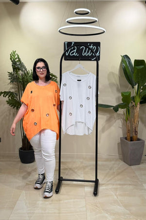 T-shirt over bulloni - Bianco