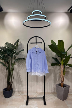 Camicia riga pizzo - Blu