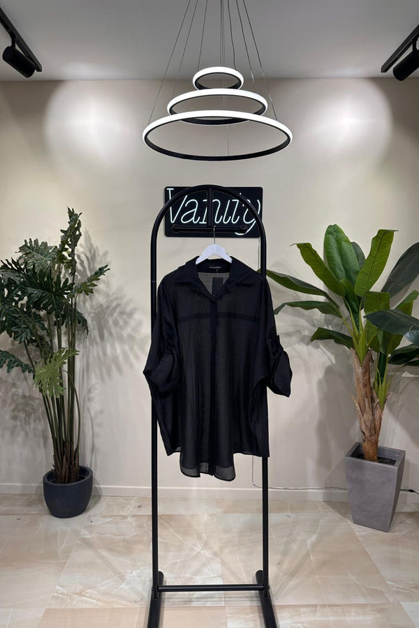 Camicia organza over - Nero