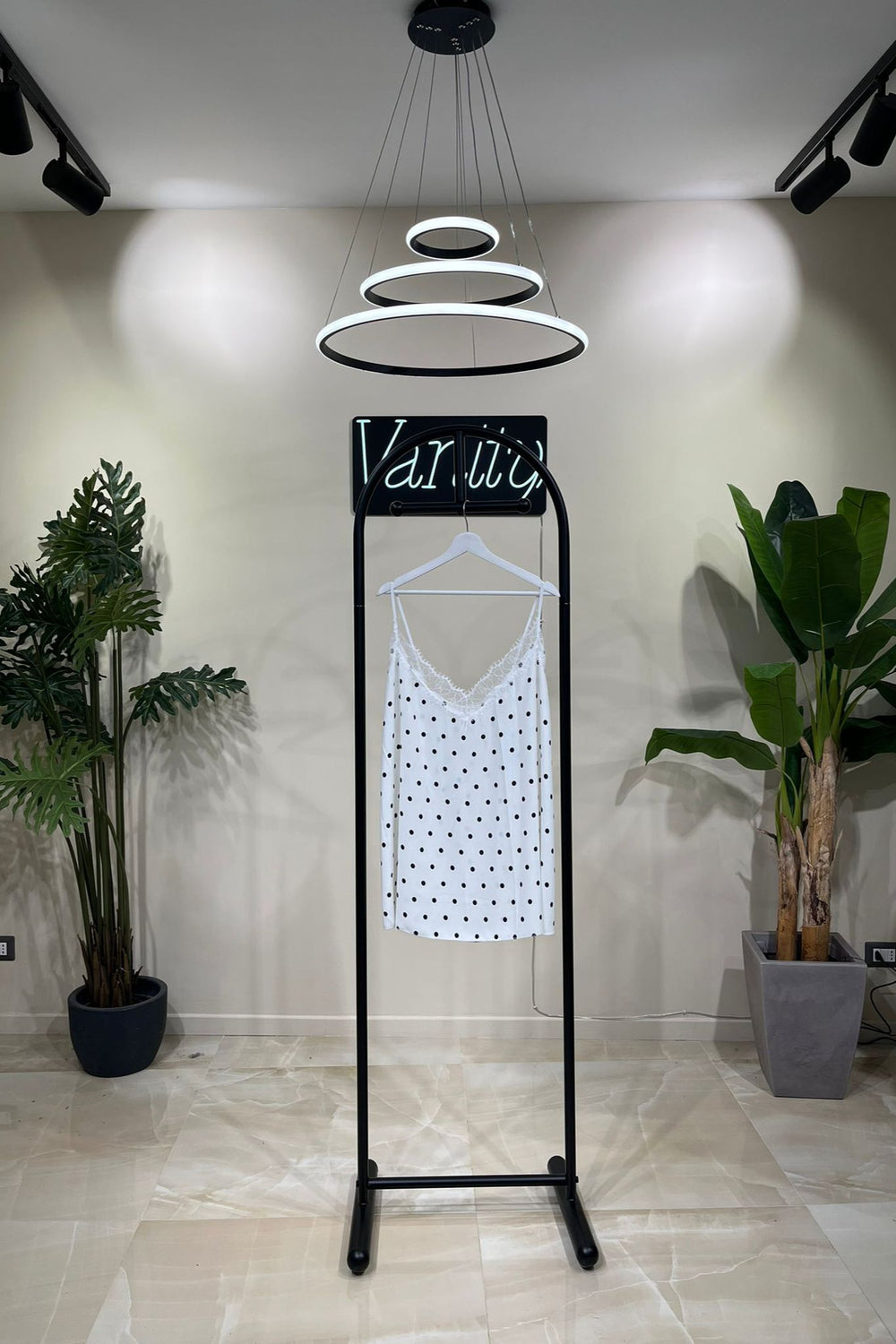 Top pizzo pois - Bianco