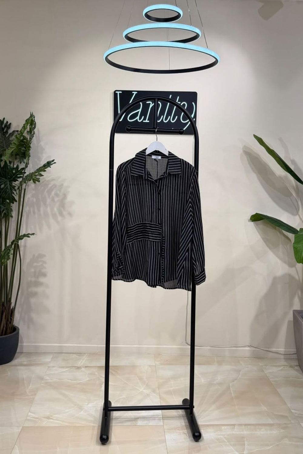 Camicia gessata arriccio - Nero