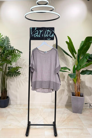 Blusa lino uncinetto - Fango