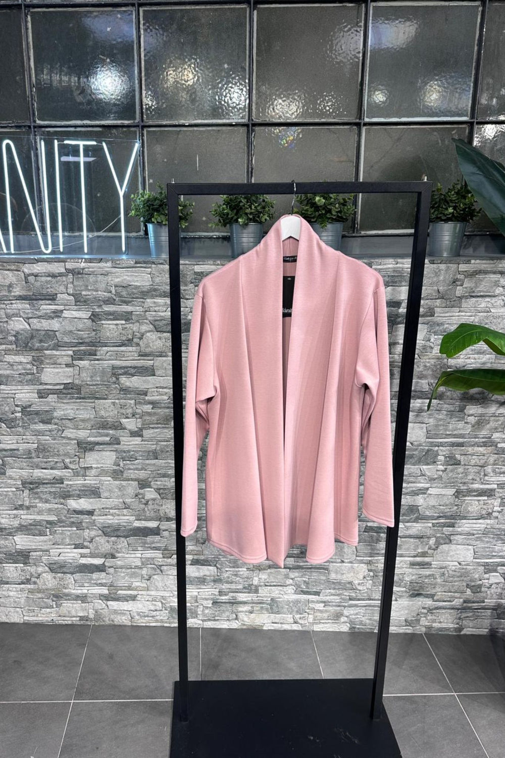 Giacca neoprene sciallata - Rosa cipria