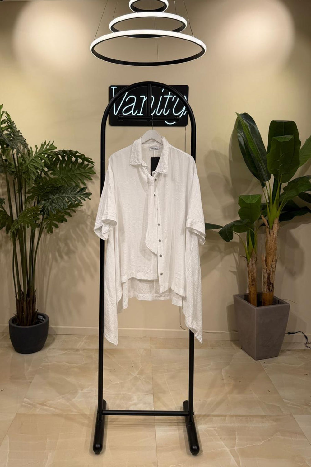 Maxi camicia cravatta - Bianco