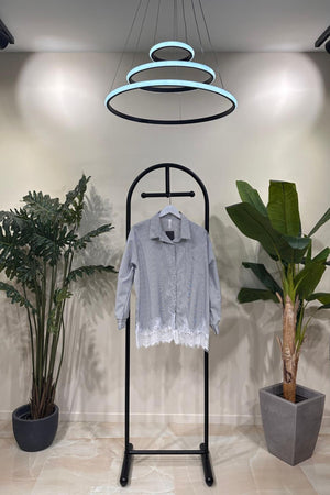 Camicia riga pizzo - Nero