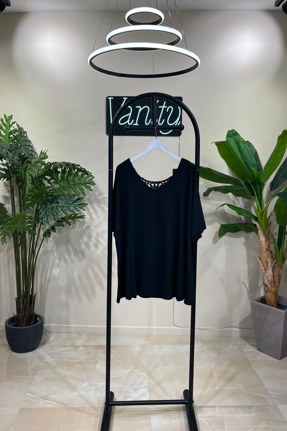 Maglia merletto schiena - Nero
