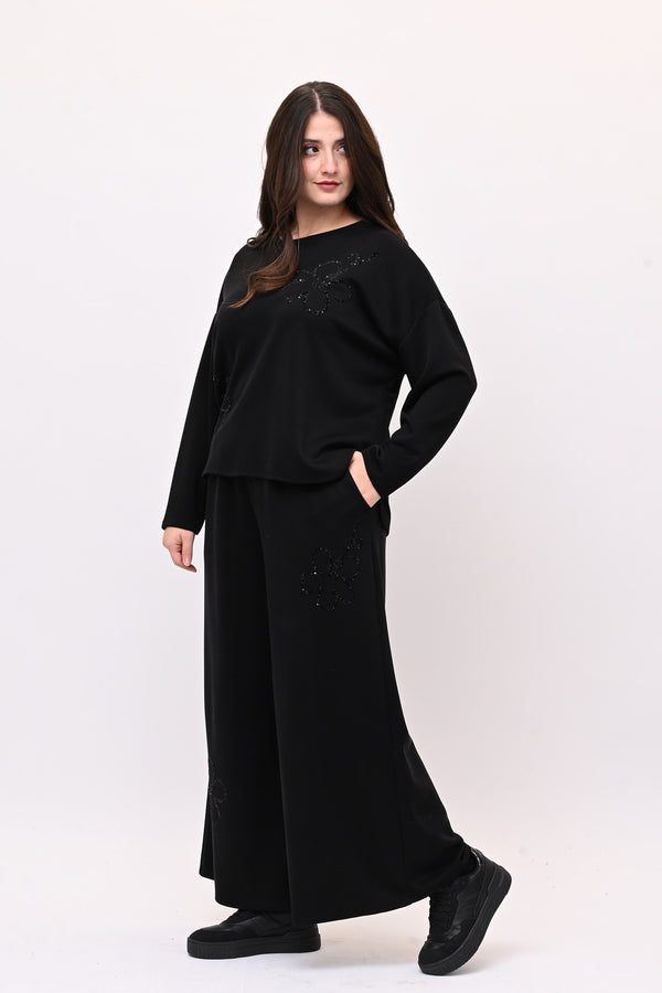 Tuta neoprene fiore - Nero