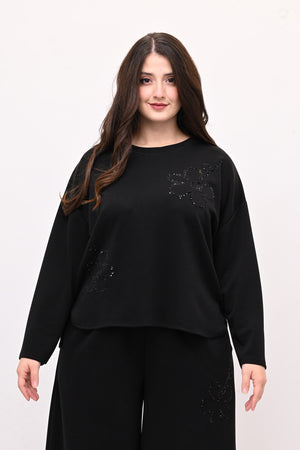 Tuta neoprene fiore - Nero