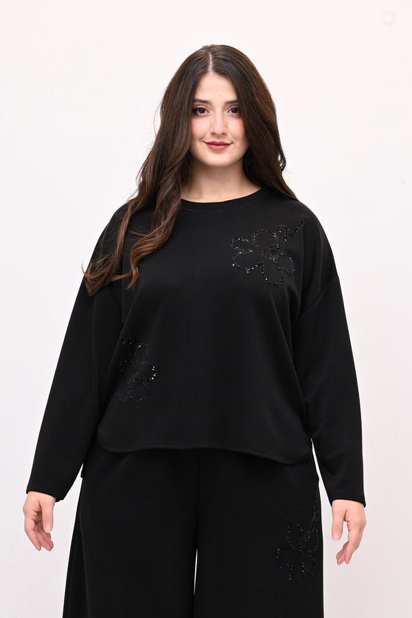 Tuta neoprene fiore - Nero