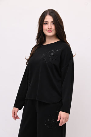 Tuta neoprene fiore - Nero