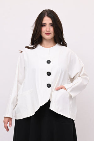 Giacca senza collo over - Bianco