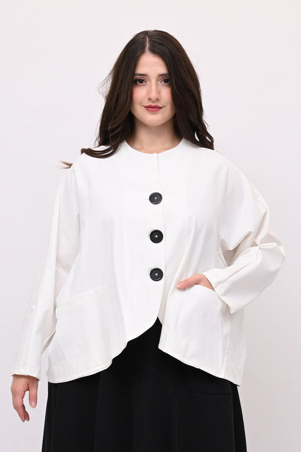 Giacca senza collo over - Bianco