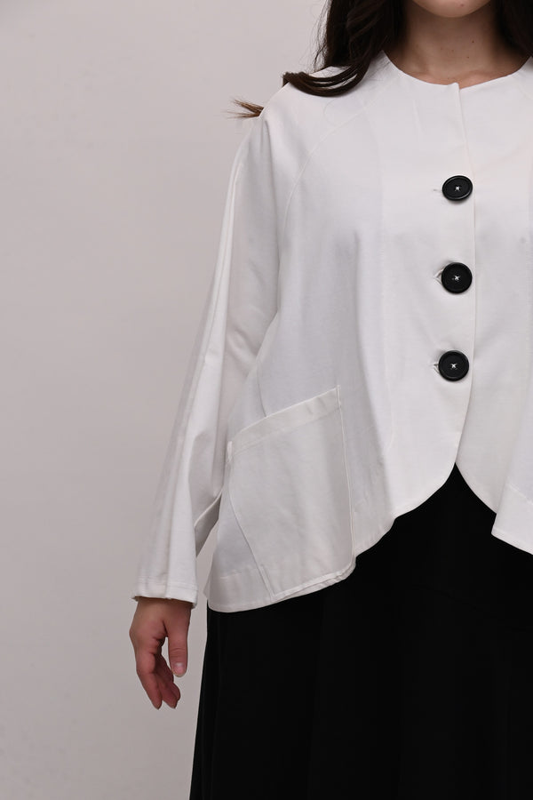 Giacca senza collo over - Bianco