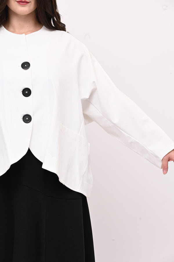 Giacca senza collo over - Bianco