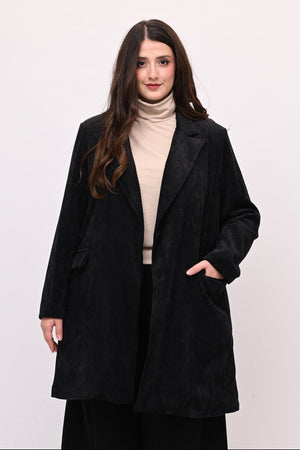 Cappotto coste velluto - Nero