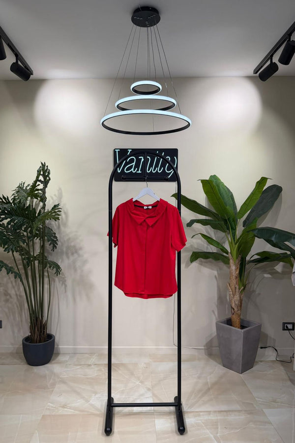 Maglia jersey colletto - Rosso