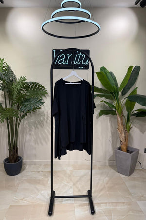 T-shirt tagli e tasca - Nero
