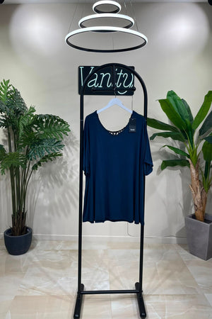 Maglia merletto schiena - Blu