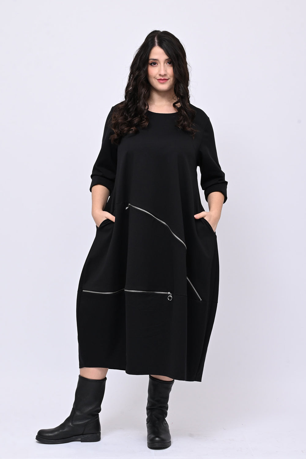 Abito ovetto doppiazip - Nero