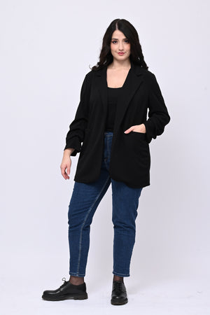 Giacca crepe manica arricciata - Nero