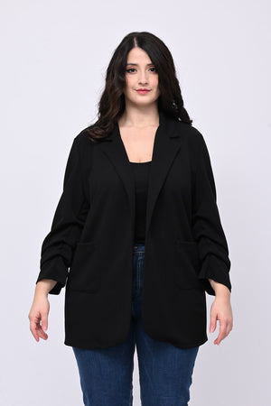 Giacca crepe manica arricciata - Nero
