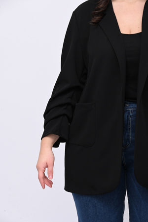 Giacca crepe manica arricciata - Nero