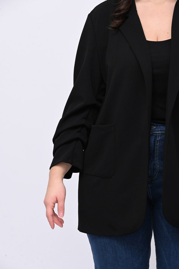 Giacca crepe manica arricciata - Nero