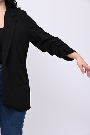 Giacca crepe manica arricciata - Nero