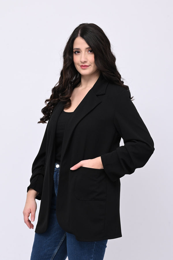 Giacca crepe manica arricciata - Nero