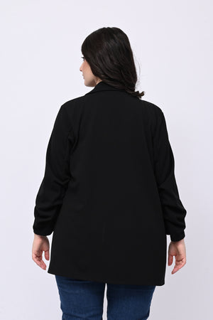 Giacca crepe manica arricciata - Nero