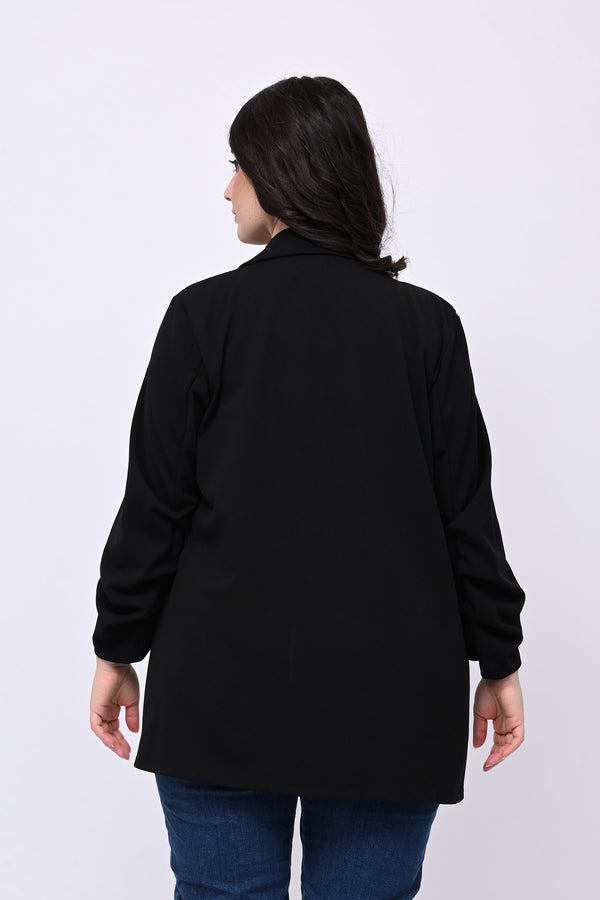 Giacca crepe manica arricciata - Nero