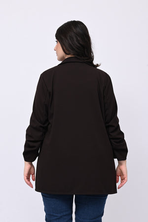 Giacca crepe manica arricciata - Moro