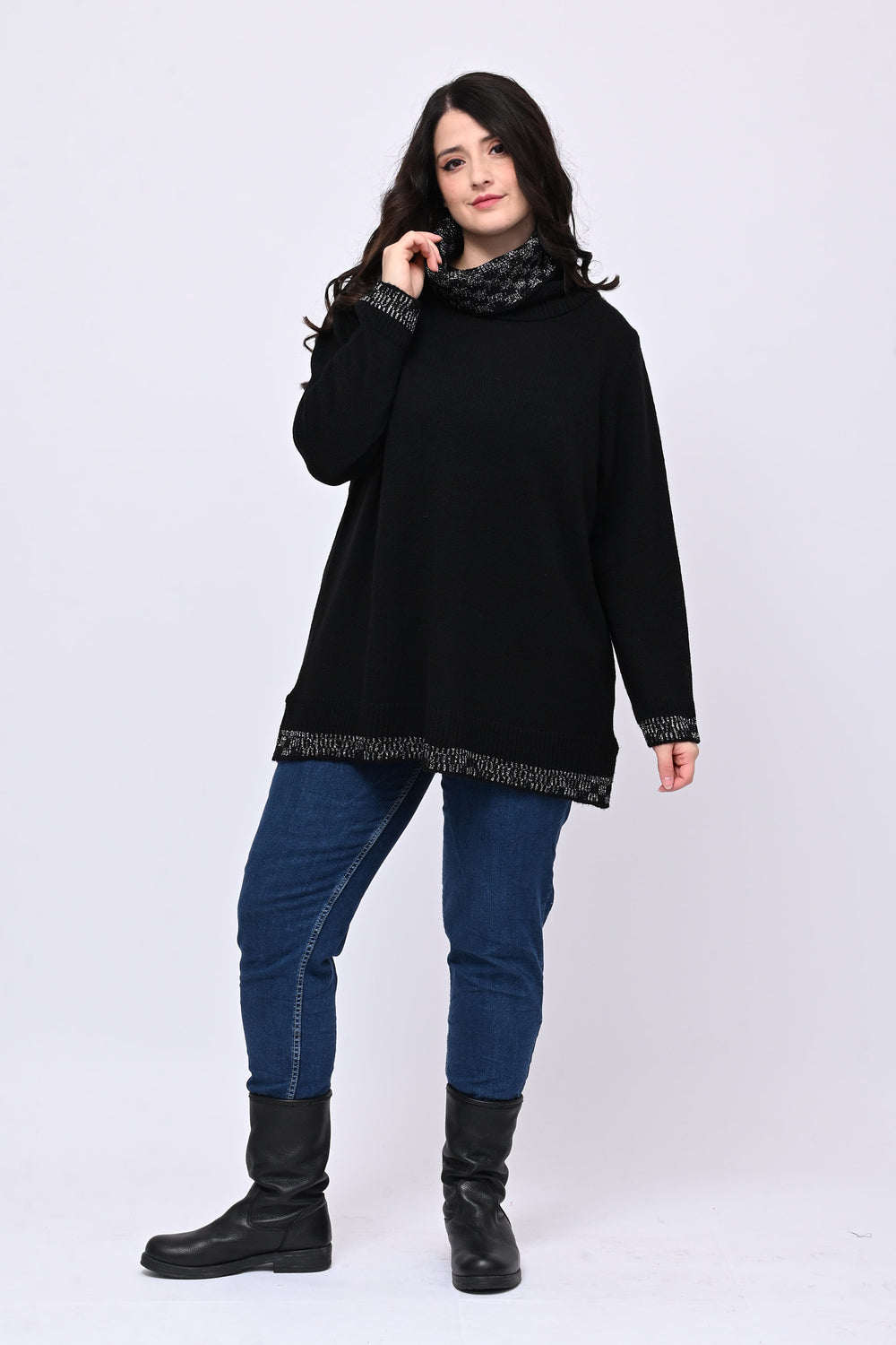 Pull collone lurex - Argento