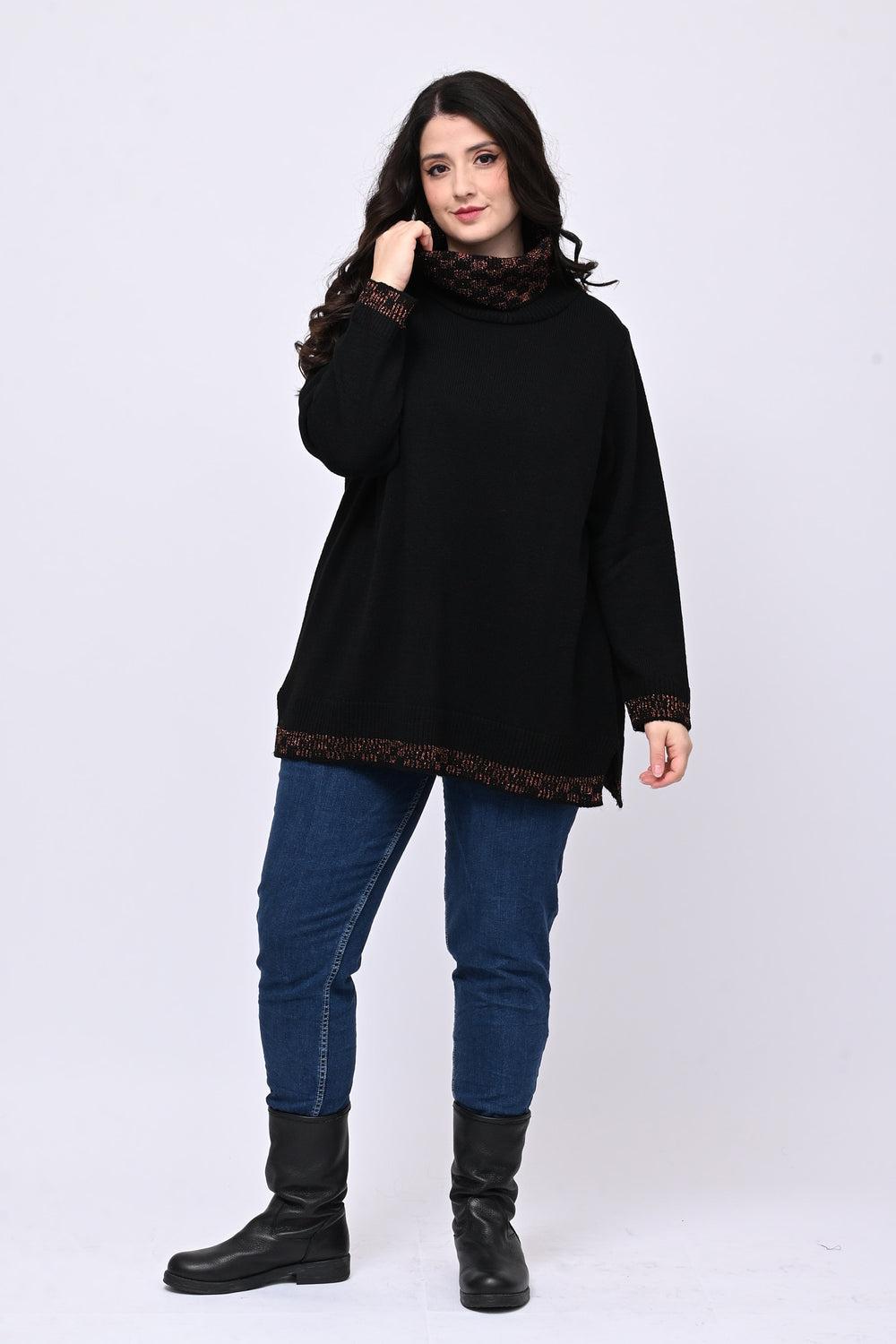 Pull collone lurex - Bronzo