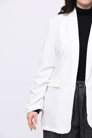 Blazer manica arricciata - Bianco