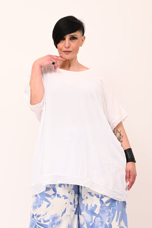 Blusa bordo paillettes - Bianco