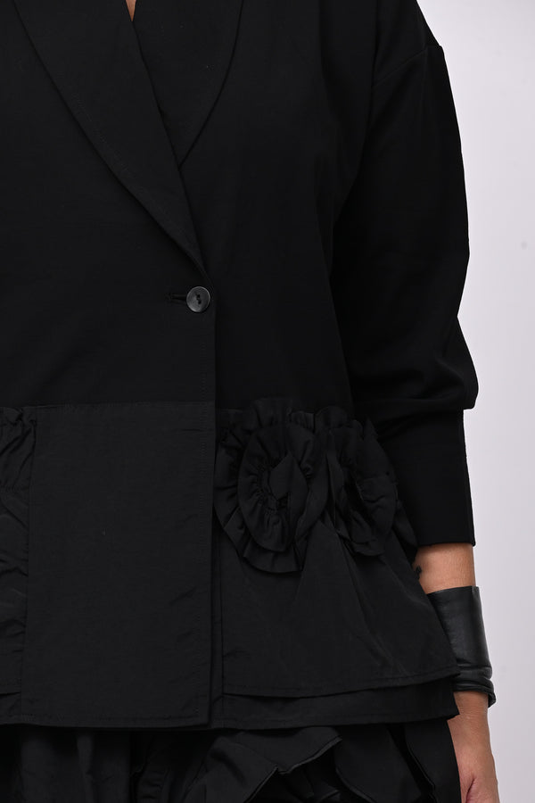 Giacca taftà fiore - Nero