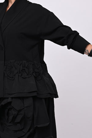 Giacca taftà fiore - Nero