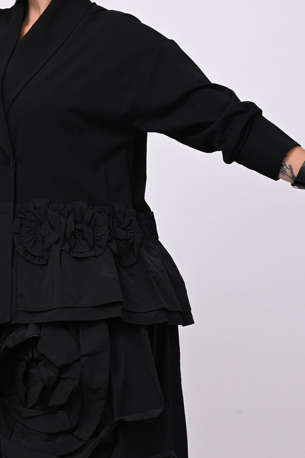 Giacca taftà fiore - Nero